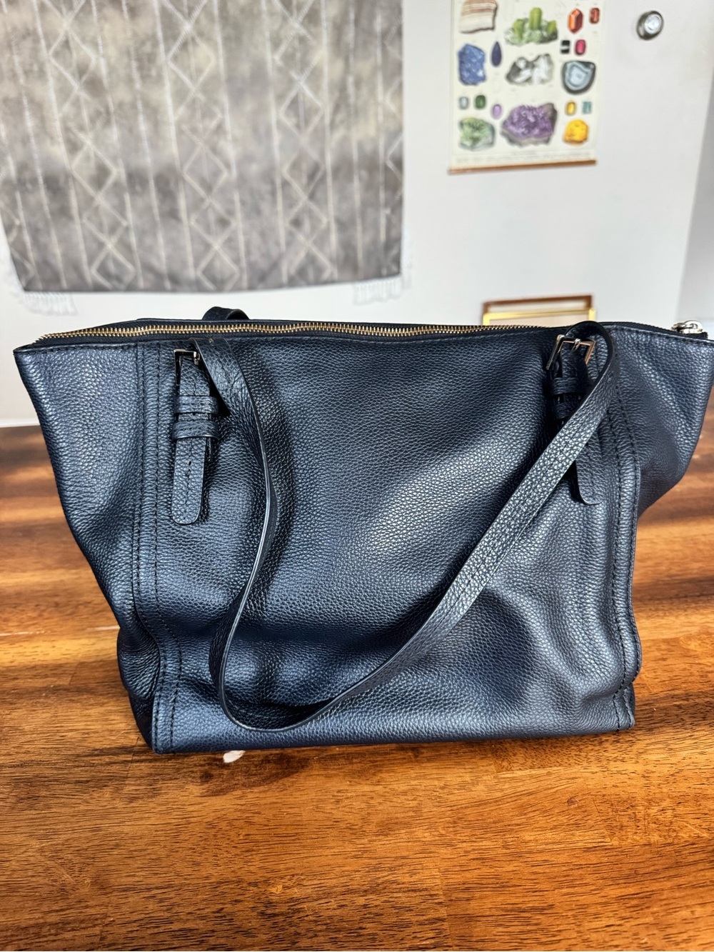 kate spade Black Pebbled Leather Shoulder Tote with Tassel - Picture 2 of 9